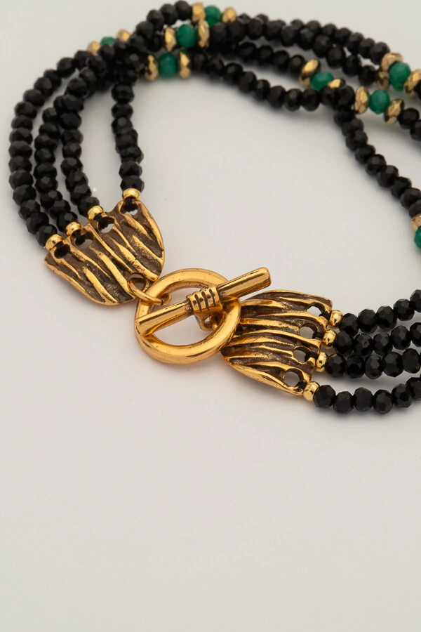 Pulseira Cristais Boho Ouro Vintage