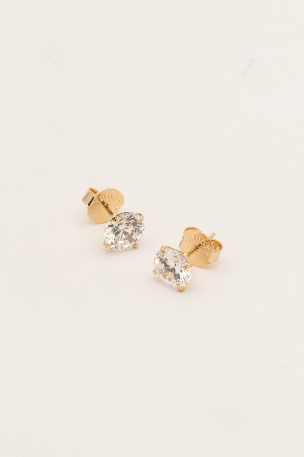 Brinco Ponto de Luz Zircônia Banho Ouro 18K