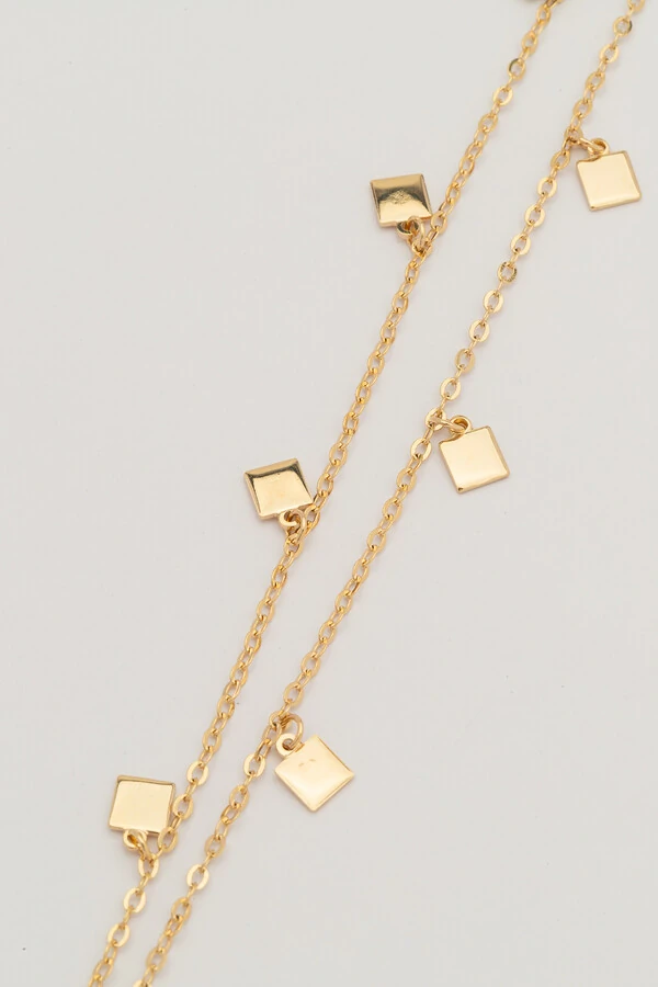 Colar Dourado Longo Cubos