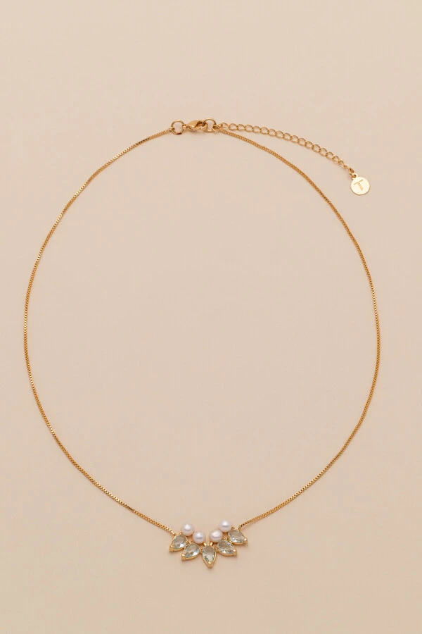 Colar Siena Pérola Gotas Aqua Banho Ouro 18K
