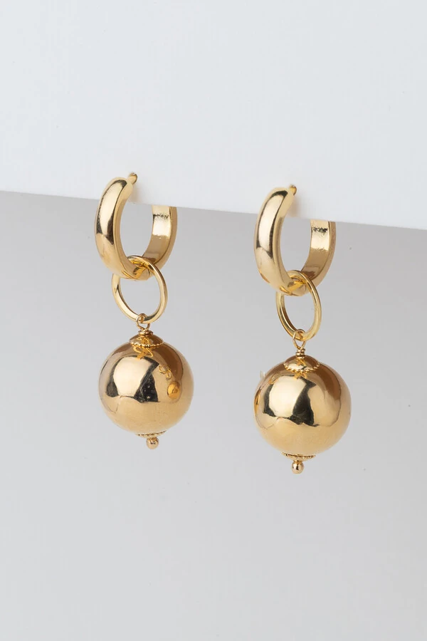Brinco Argola Bola Banho Ouro 18K