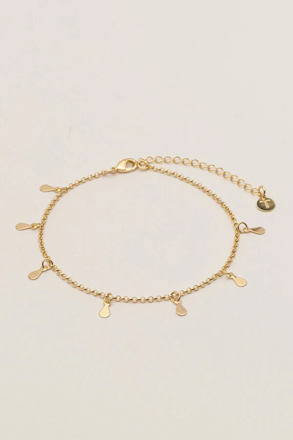 Tornozeleira Gotinhas Banho Ouro 18K