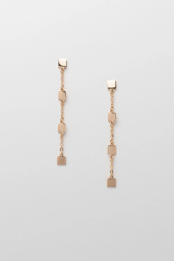 Brinco Dourado Fio Cubos