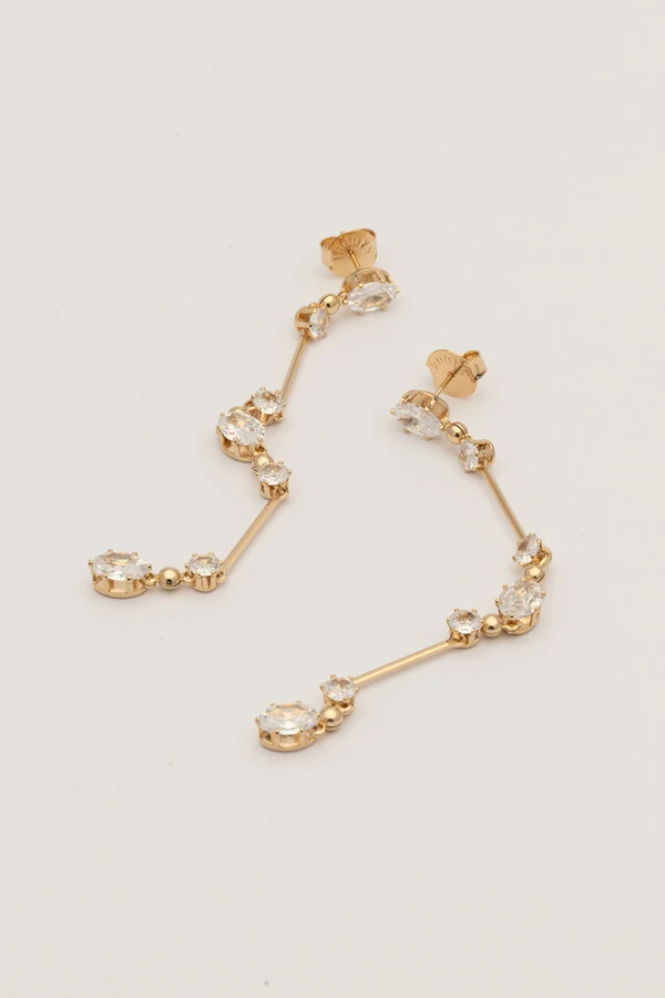 Brinco Dourado Palito Zircônia