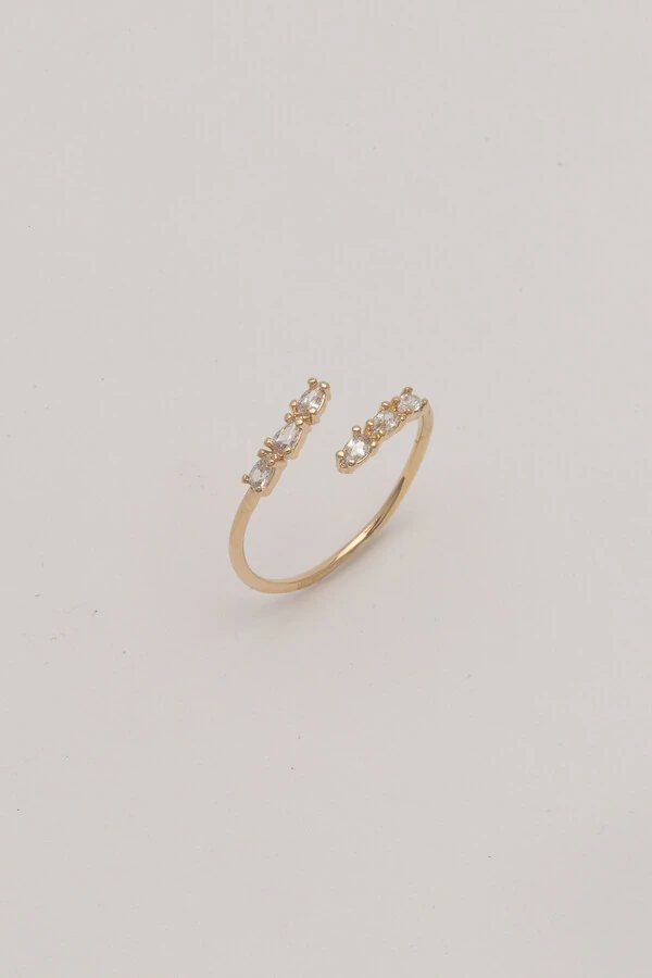 Anel Encontro Zircônia Banho Ouro 18K