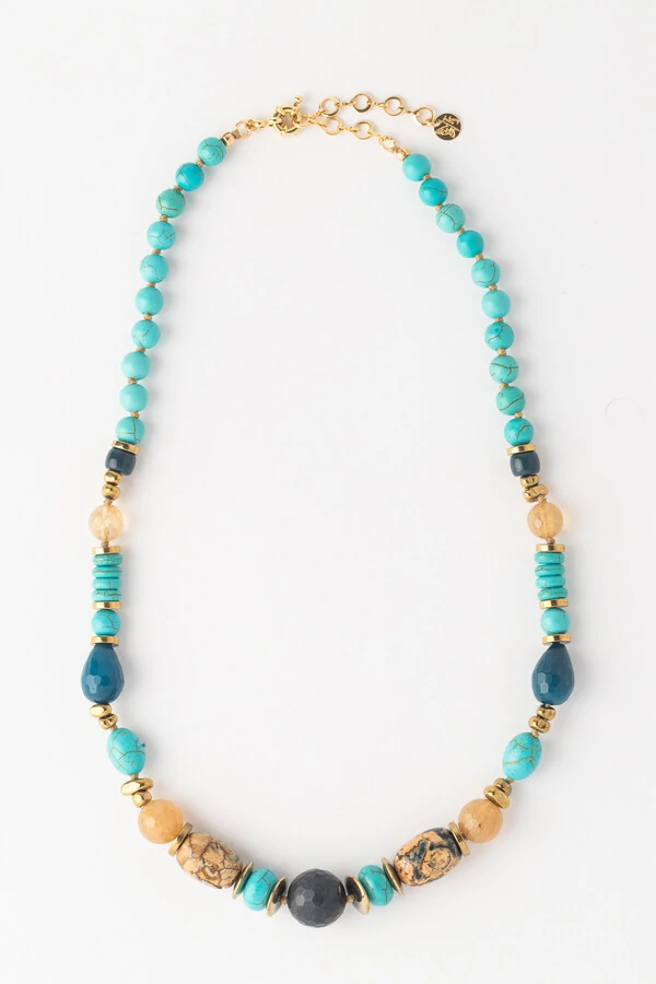 Colar Maratea Howlita Banho Ouro 18K