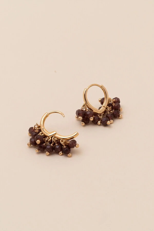 Brinco Ibiza Cachinho Jade Cappuccino Banho Ouro 18K