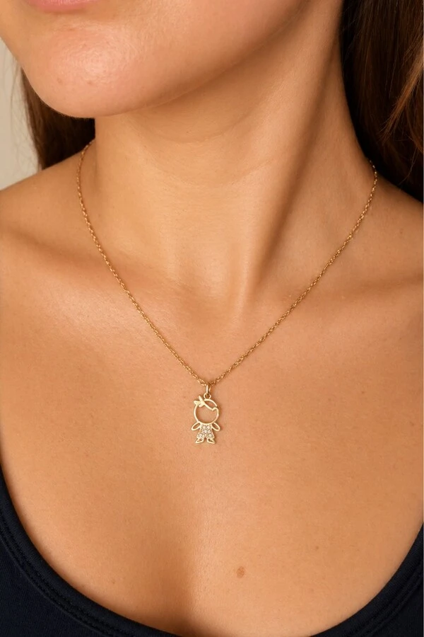 Pingente Garoto Zircônia Banho Ouro 18K
