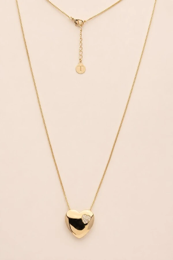 Colar Coração Liso Mini Coração Zircônia