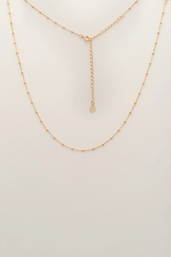 Colar Choker Corrente Bolinhas Banho Ouro 18K