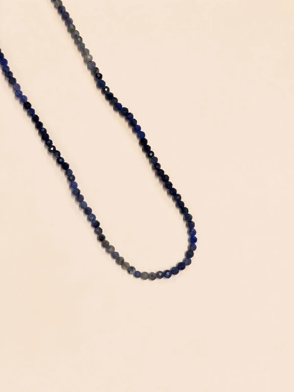 Colar Choker Degrade Sodalita Blue Banho Ouro 18K
