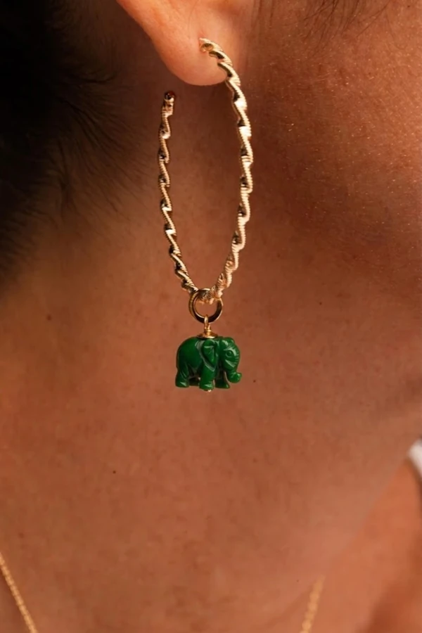 Pingente Duplo Elefantes da Sorte Banho Ouro 18K