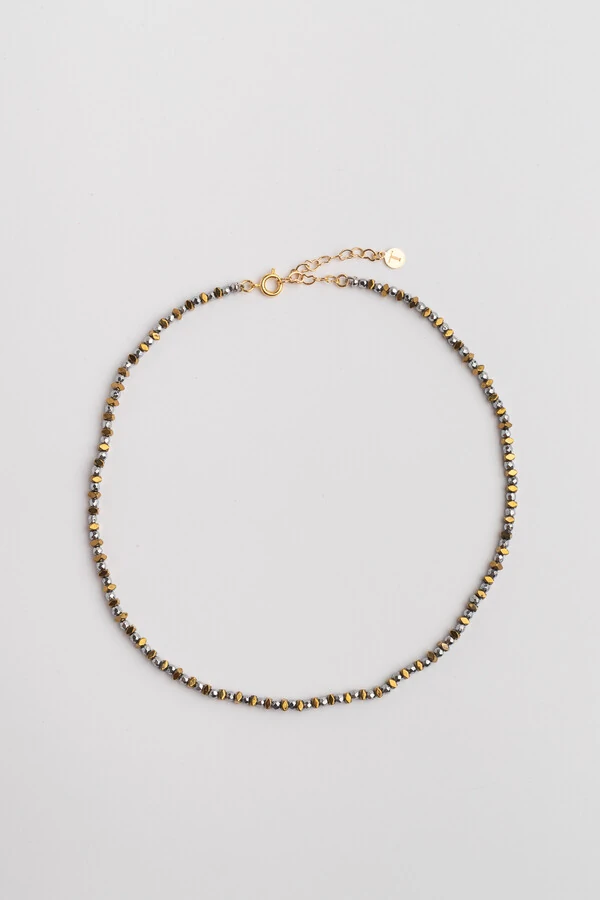 Colar Hematita Banho Ouro 18k