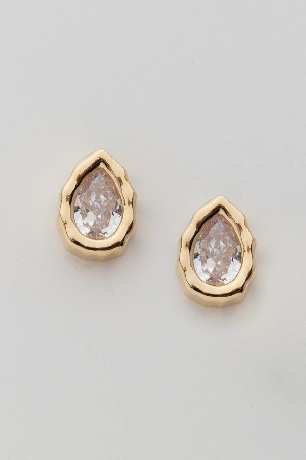 Brinco Dourado Gota Zircônia