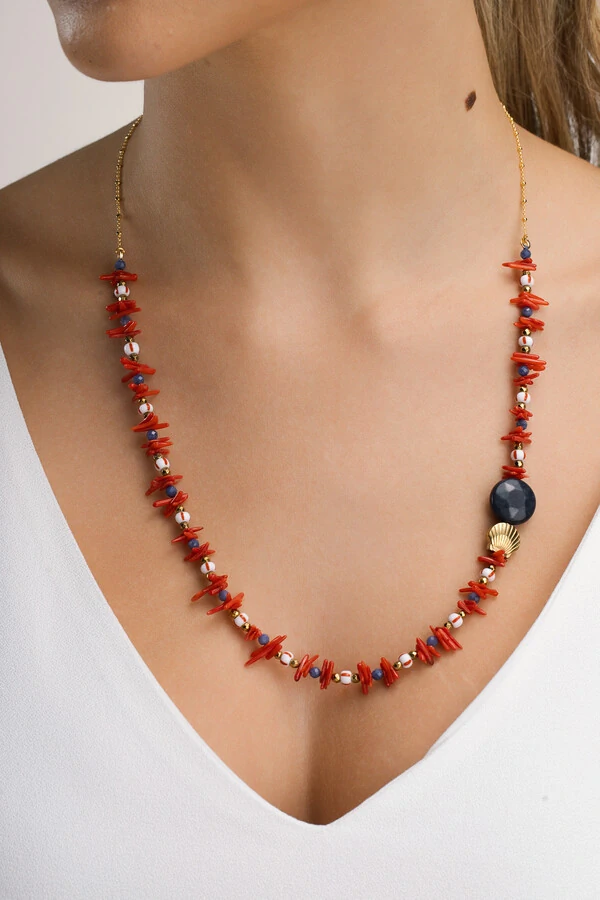 Colar Fishermen’s Core Jade Blue Palito Banho Ouro 18K