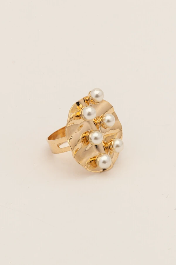 Anel Dourado Círculo Martelado