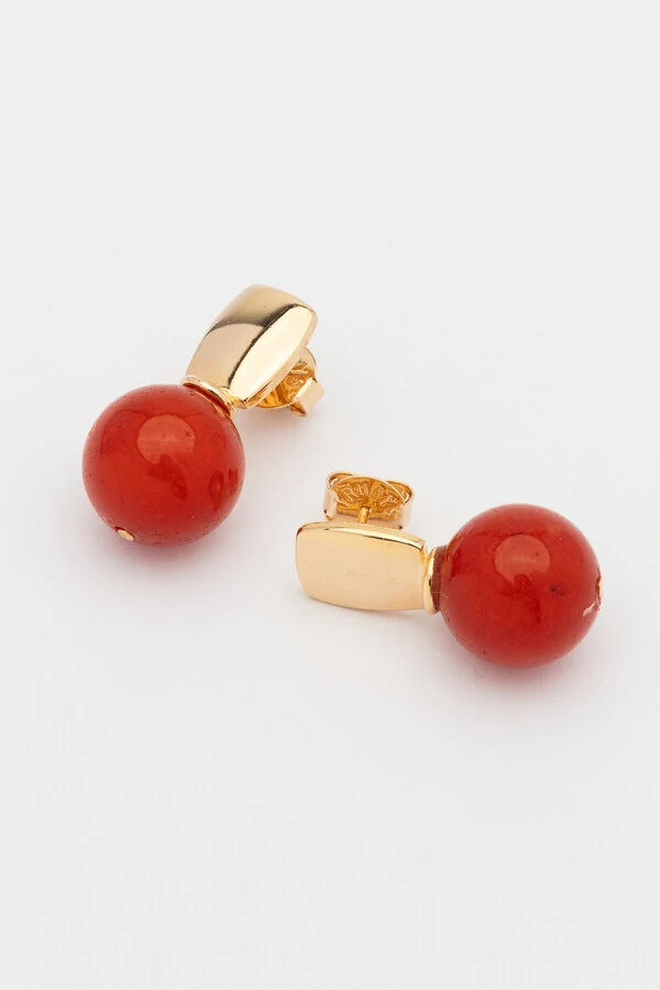 Brinco Mavie Jade Terracota Banho Ouro 18K