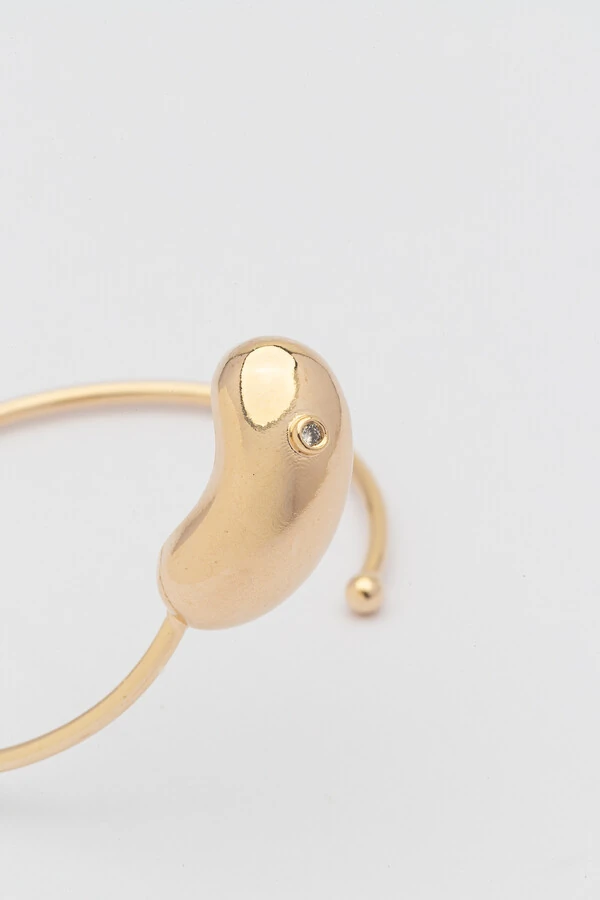 Pulseira Dourada Bean Ponto Zircônia