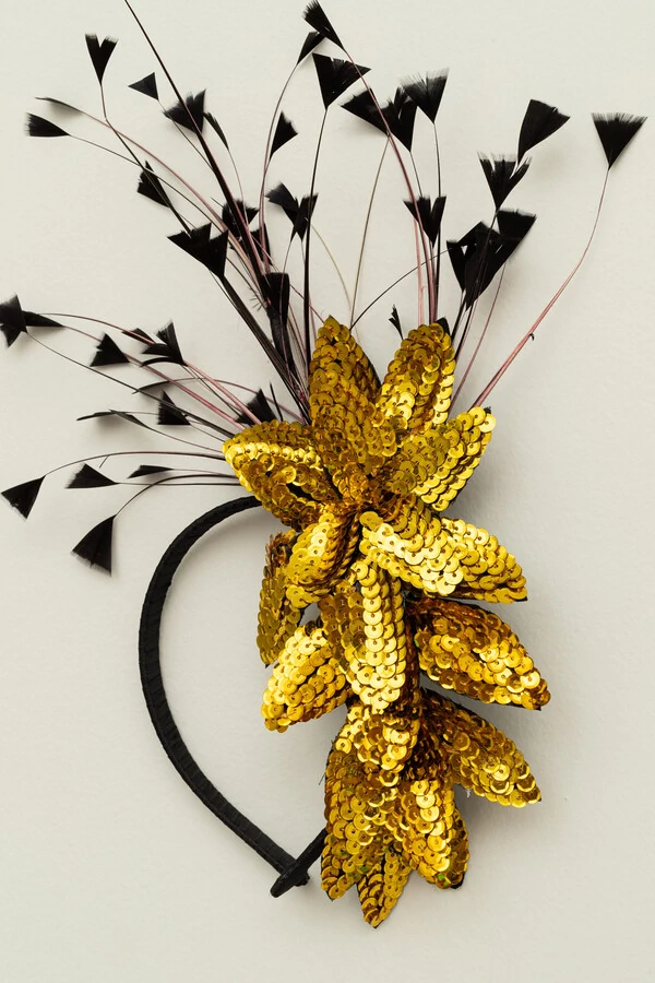 Tiara Carnaval Folhas Douradas