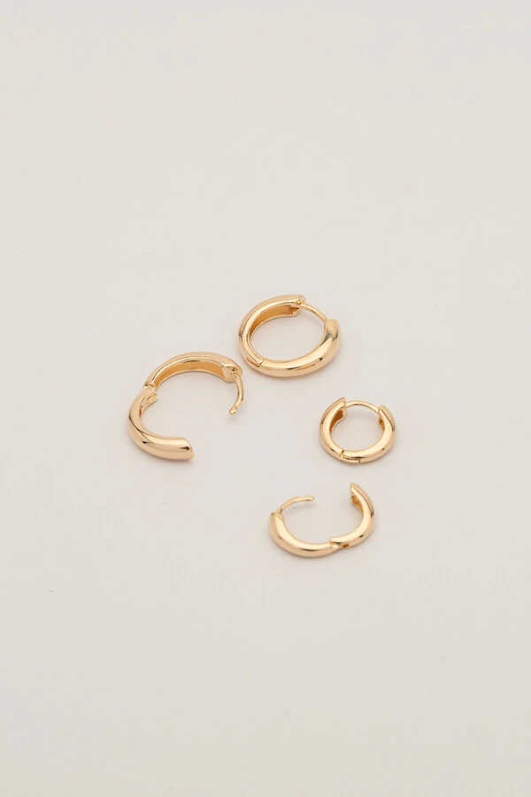 Brinco Duplo Argola Lisa Banho Ouro 18K