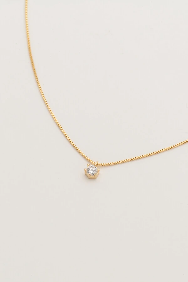 Colar Ponto de Luz Zircônia P Banho Ouro 18K