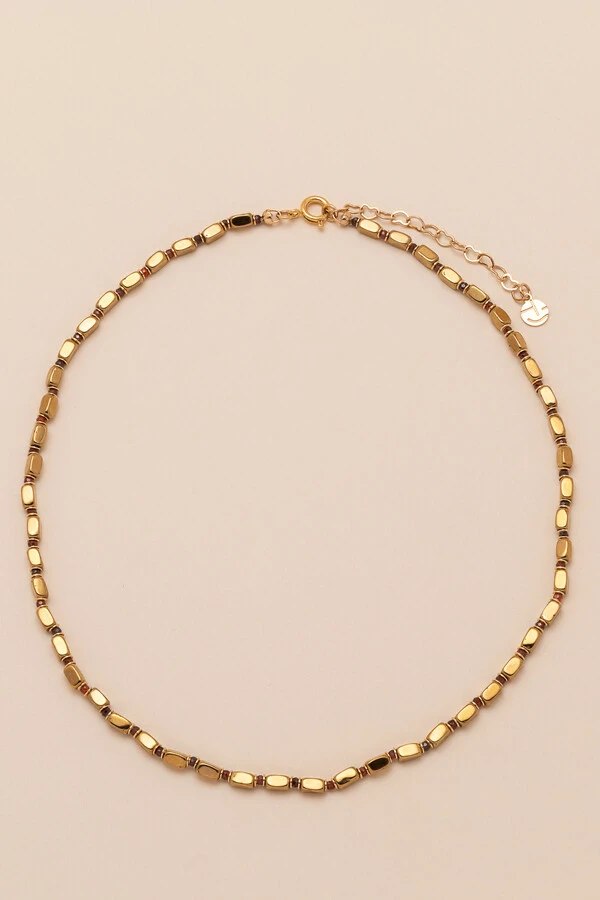 Colar Ibiza Hematita Mini Zircônia Banho Ouro 18K