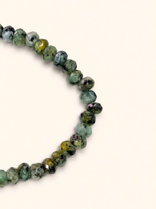 Pulseira Jade Zoisita Banho Ouro 18K