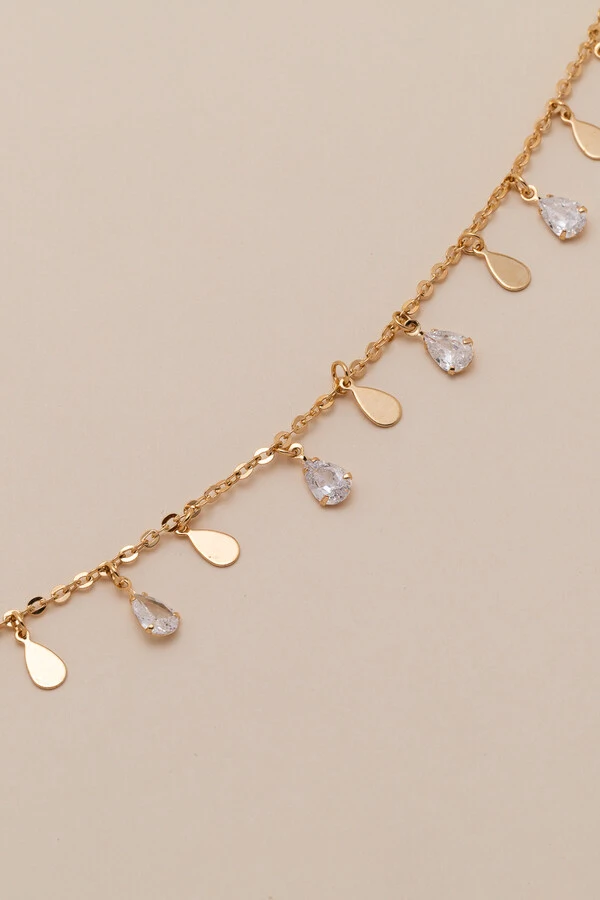 Colar Choker Dourado Biarritz Gotas Zircônia