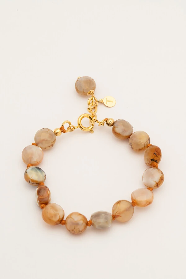 Pulseira Agatha Natural Coin Banho Ouro 18K