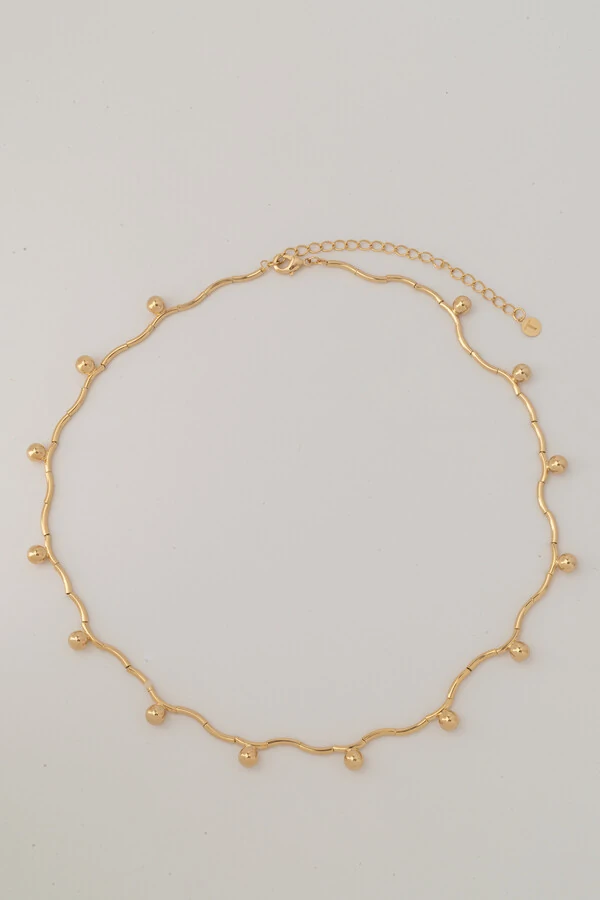 Colar Esferas Tubos Dourado