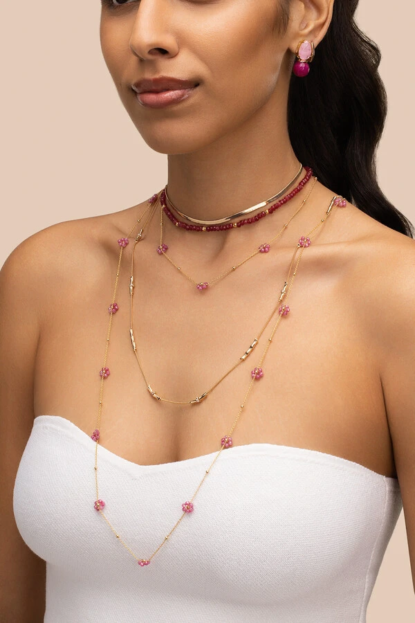 Colar Fiore Bamboo Zircônia Banho Ouro 18K