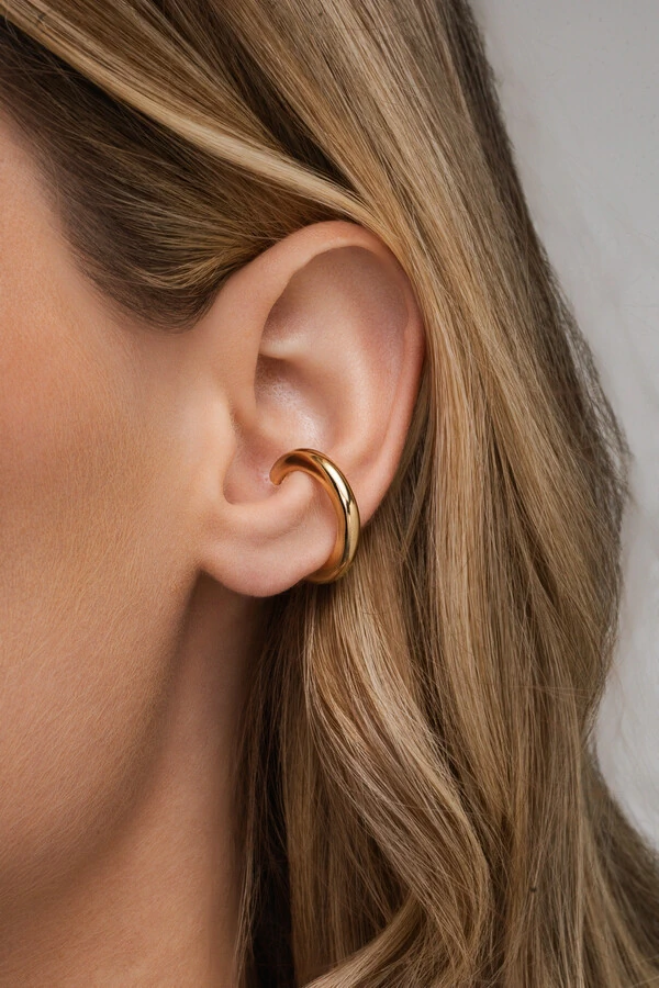 Brinco Piercing Fake Pé G Argola Banho Ouro 18K
