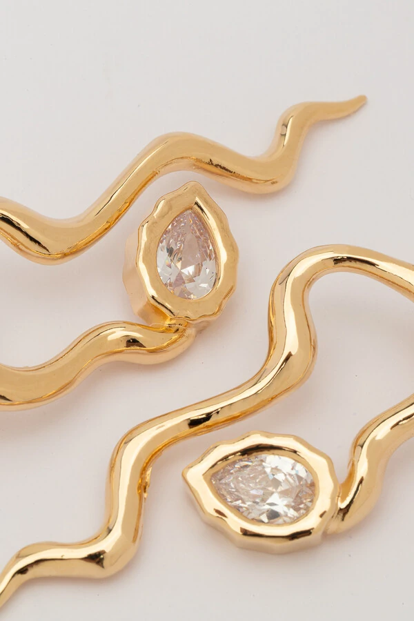 Brinco Dourado Snake Zircônia