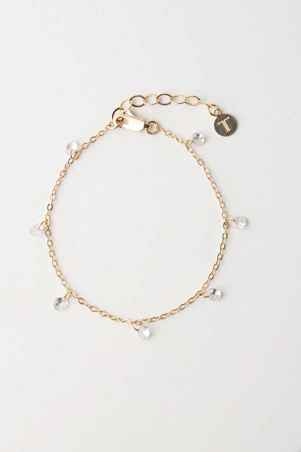Pulseira Elos e Zircônia Banho Ouro 18K