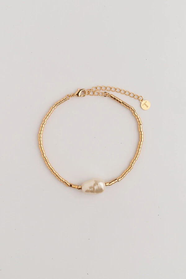 Pulseira Dourada Canutilhos Pérola
