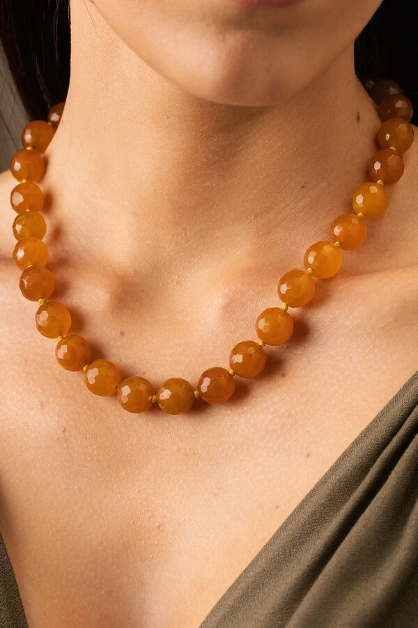 Colar Nautic Jade Amarela Banho Ouro 18K