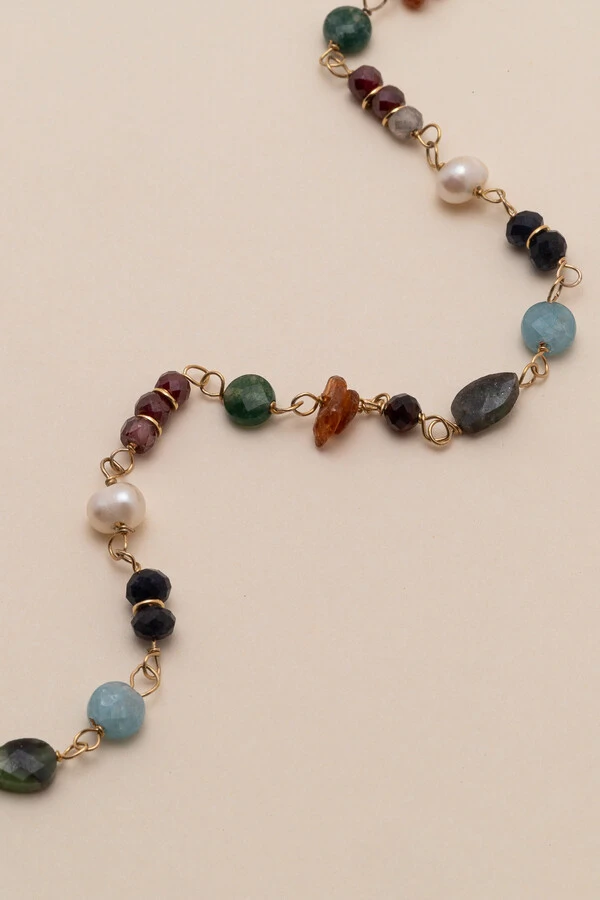 Pulseira Biarritz Mix Pedras Banho Ouro 18K