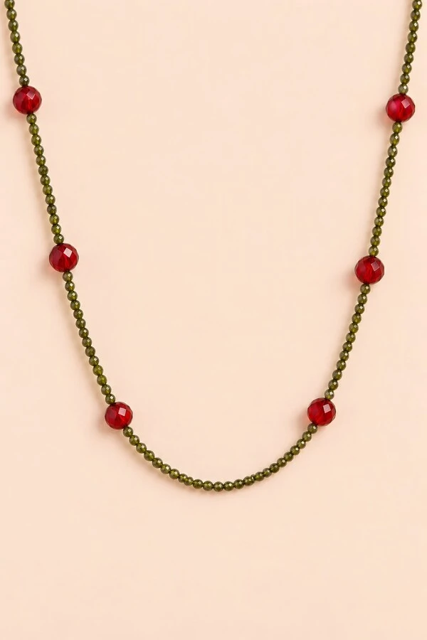 Colar Longo Virginia Zircônia Verde Banho Ouro 18K