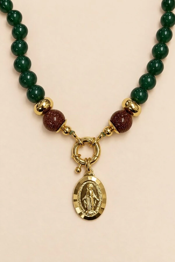 Colar Jade Verde Nossa Senhora das Graças