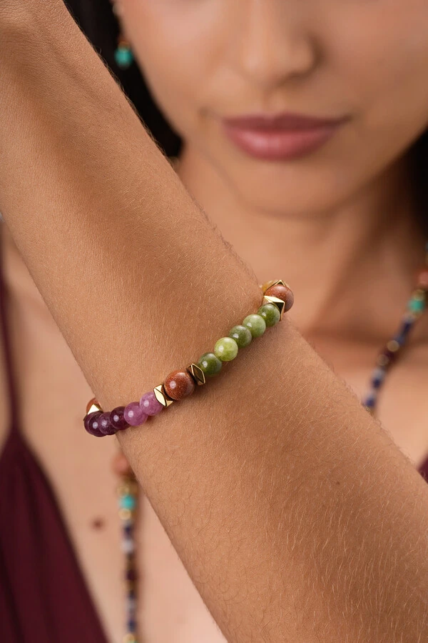 Pulseira Good Vibes Jade Color Goldstone