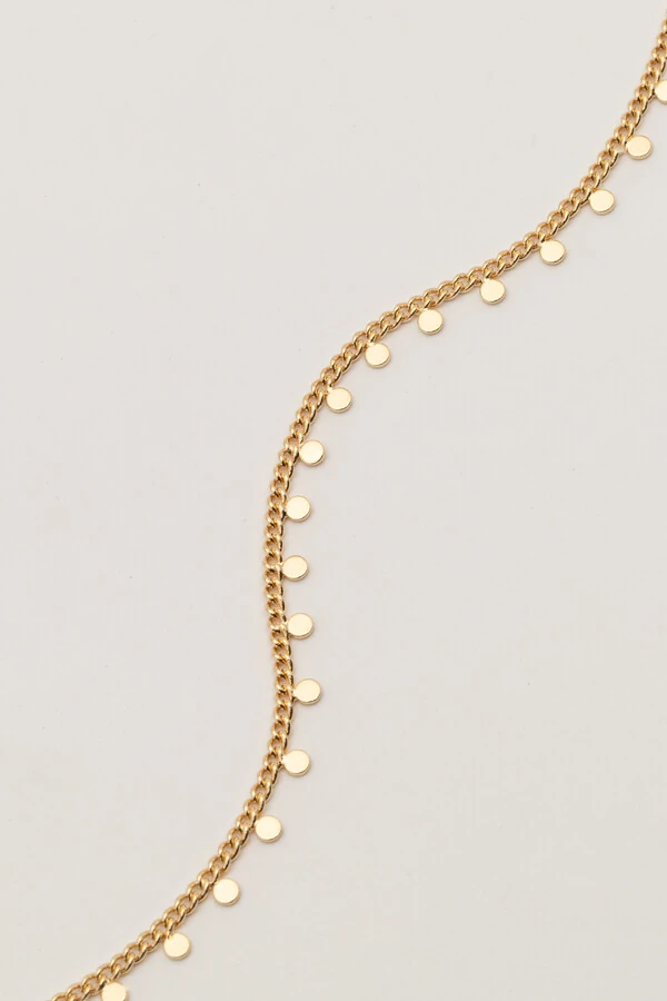 Tornozeleira Mini Plaquinhas Banho Ouro 18K