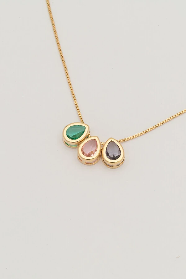 Colar Gotas Color Banho Ouro 18K