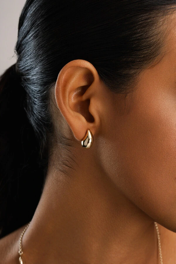 Brinco Gotinha Lisa Banho Ouro 18K