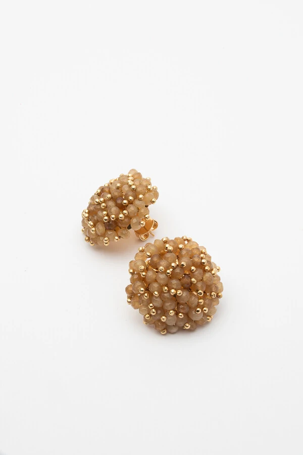 Brinco Cacho Jade Nude Banho Ouro 18K