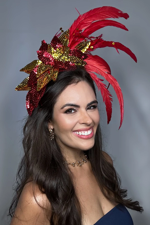 Tiara Carnaval Pluma Vermelha