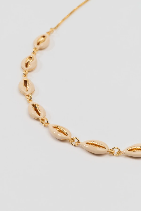 Colar Dourado Ajustável Búzio Resina