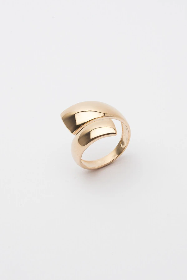 Anel Forma Metal Liso Banho Ouro 18K