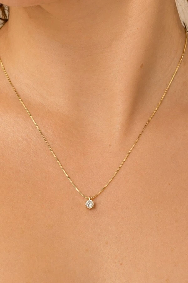 Colar Ponto de Luz Zircônia P Banho Ouro 18K