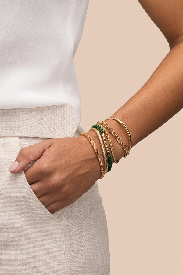 Pulseira Dourada Gaia Jade Verde