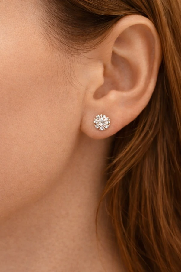 Brinco Prateado Chuveirinho 2 em 1